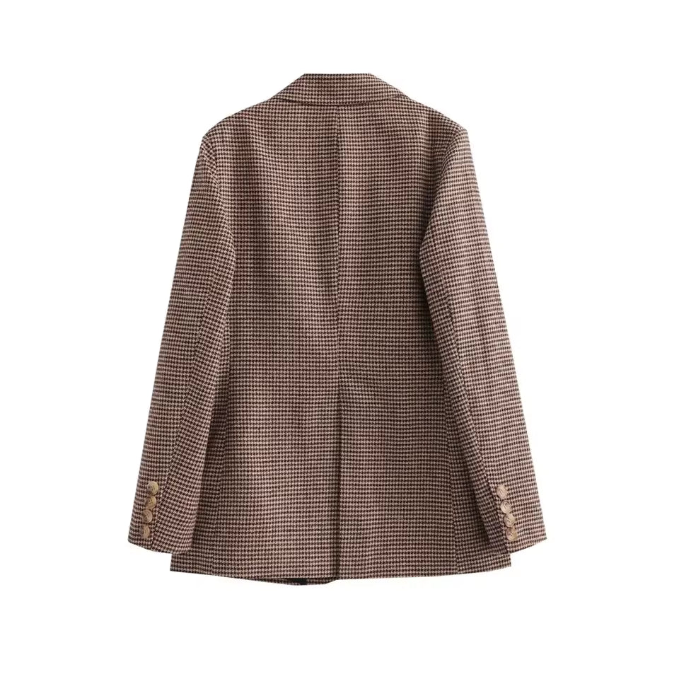 Autumn New Loose and Slim Suit Coat Leather Buckle Decoration Wide Pleated Skirt Pants Two Piece Set