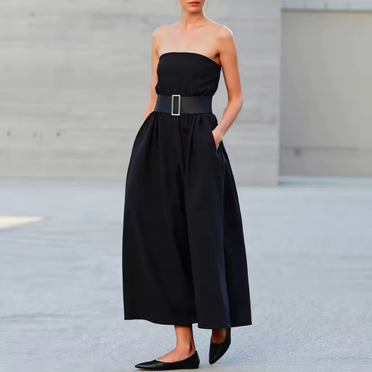 All season fashion dress plain puff sleeve off shoulder boat neck A-line commemorative milkmaid dress