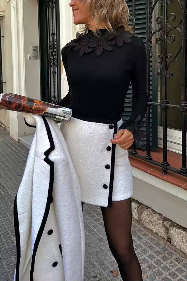 Women's Autumn Winter High-End Vintage Woolen Blazer Two-Piece Set Mid-Length Sleeve Waist-Cinched